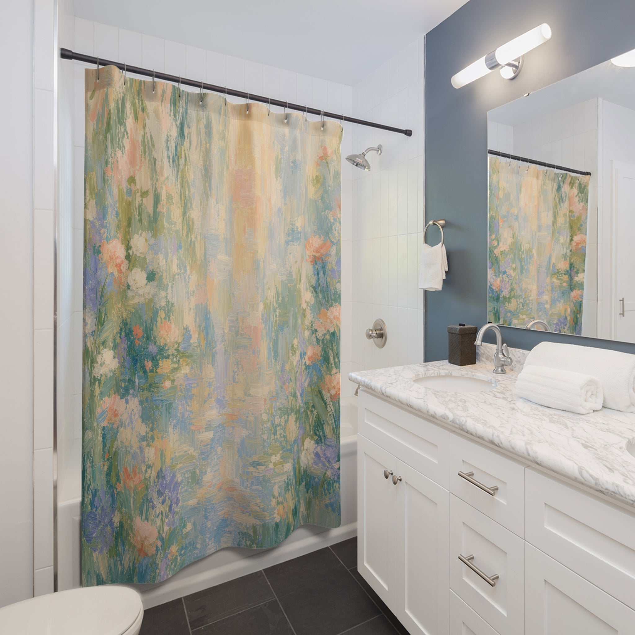 Monet Inspired Garden Impressionist Shower Curtain
