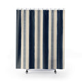 Navy Ivory Vertical Stripe Shower Curtain
