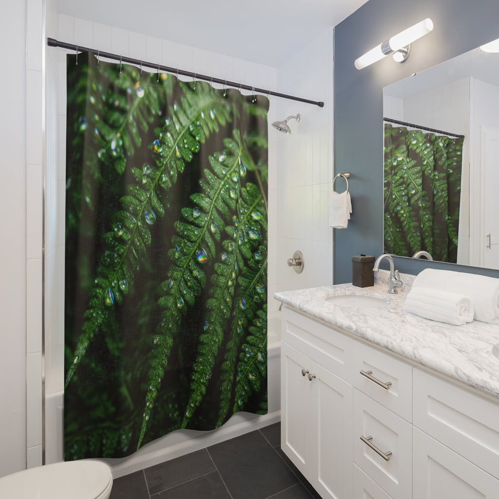 Nature Shower Curtain, Green Fern Bath Decor, Botanical Leaf Pattern, Forest Guest Bathroom Decor, Lush Spa Green Style, Forest Style