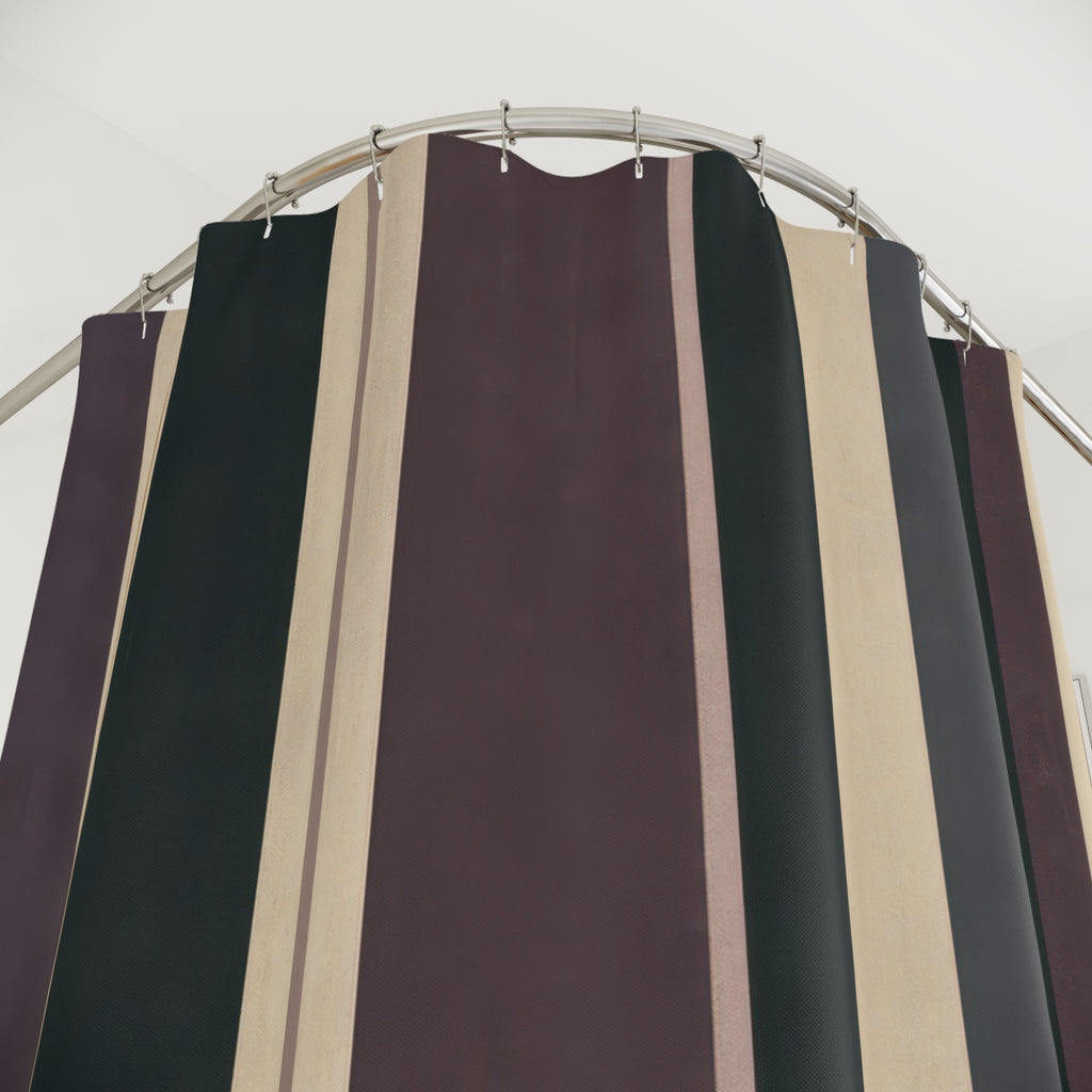 Dark Green Plum Vertical Stripe Shower Curtain