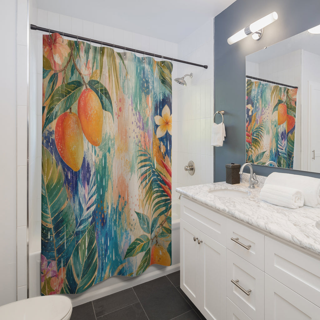 Mango Palm Monsoon Shower Curtain