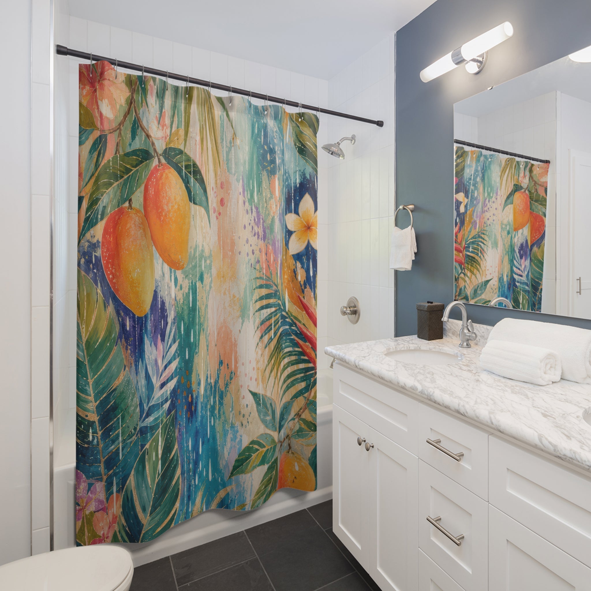 Mango Palm Monsoon Shower Curtain