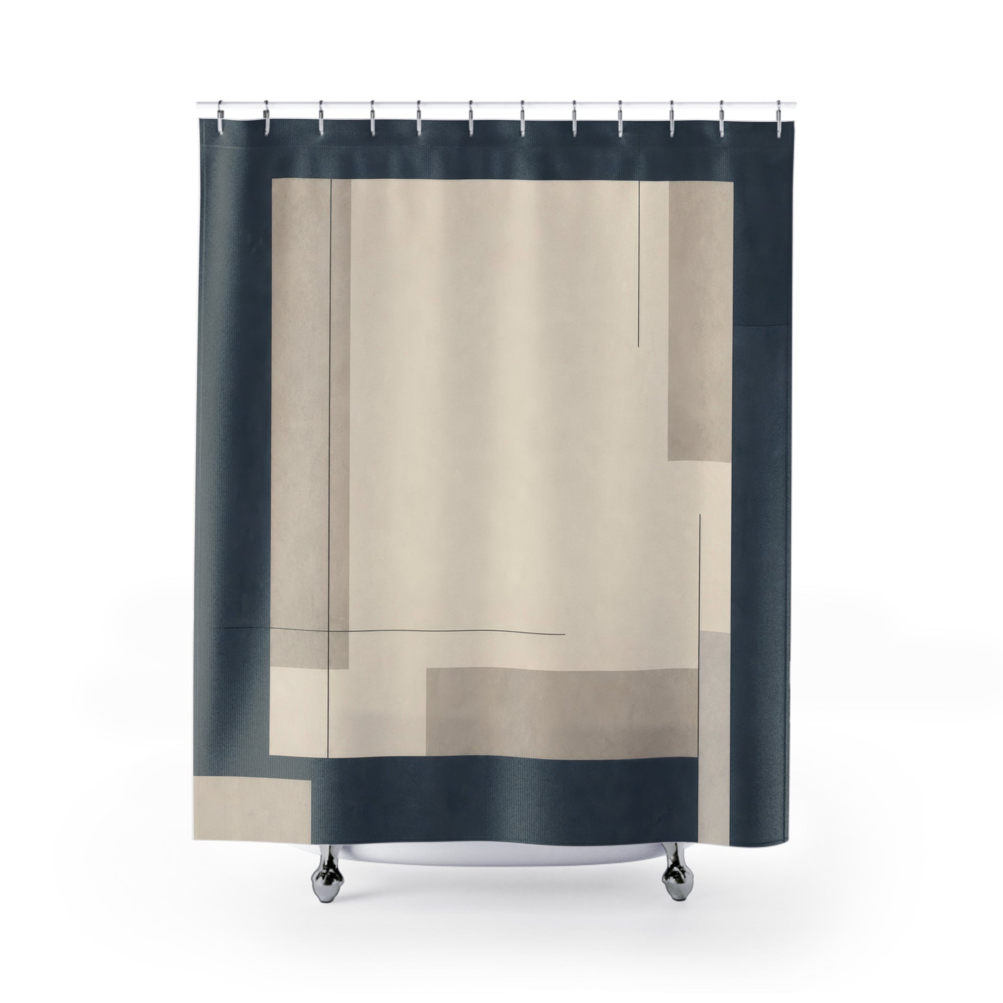 Beige Gray Modern Navy Shower Curtain: Beige Gray Modern Showe