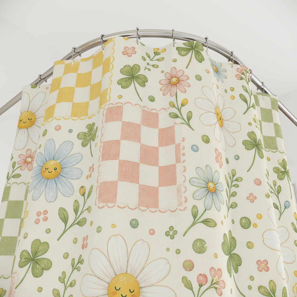 Daisy Farmhouse Cottage Cottagecore Beige Shower Curtain
