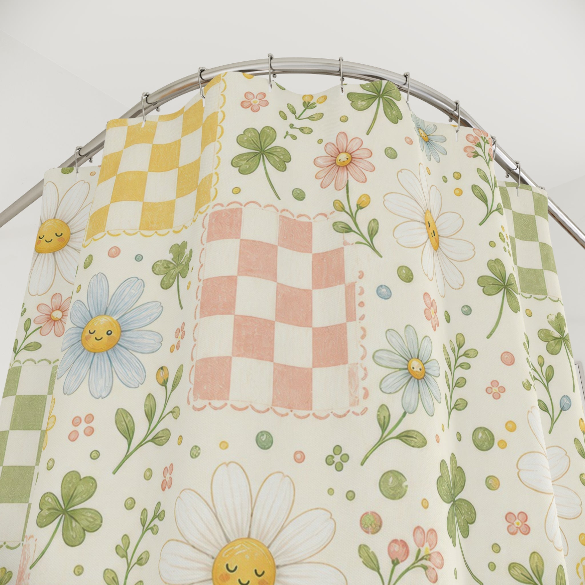 Daisy Farmhouse Cottage Cottagecore Beige Shower Curtain