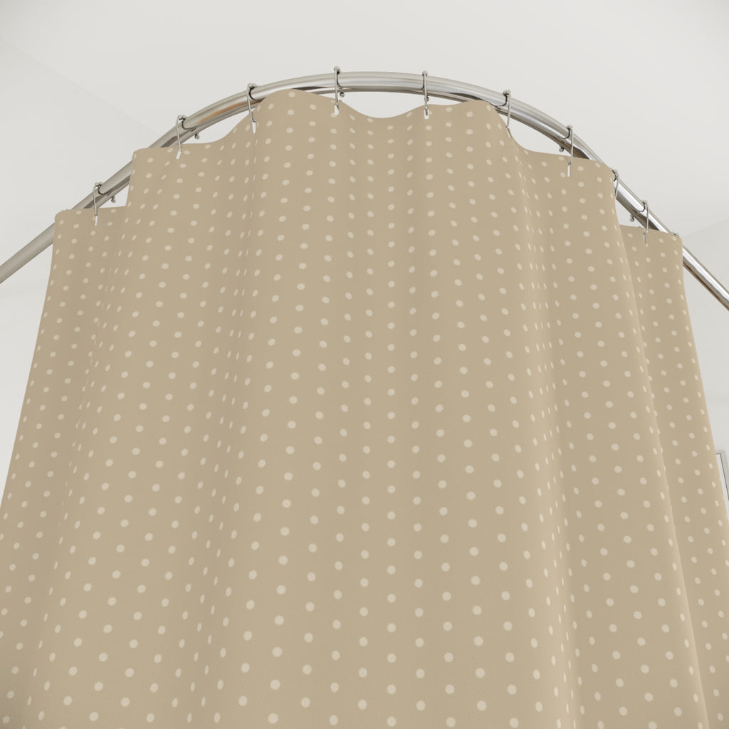 Cream and Beige Tonal Polka Dot Shower Curtain