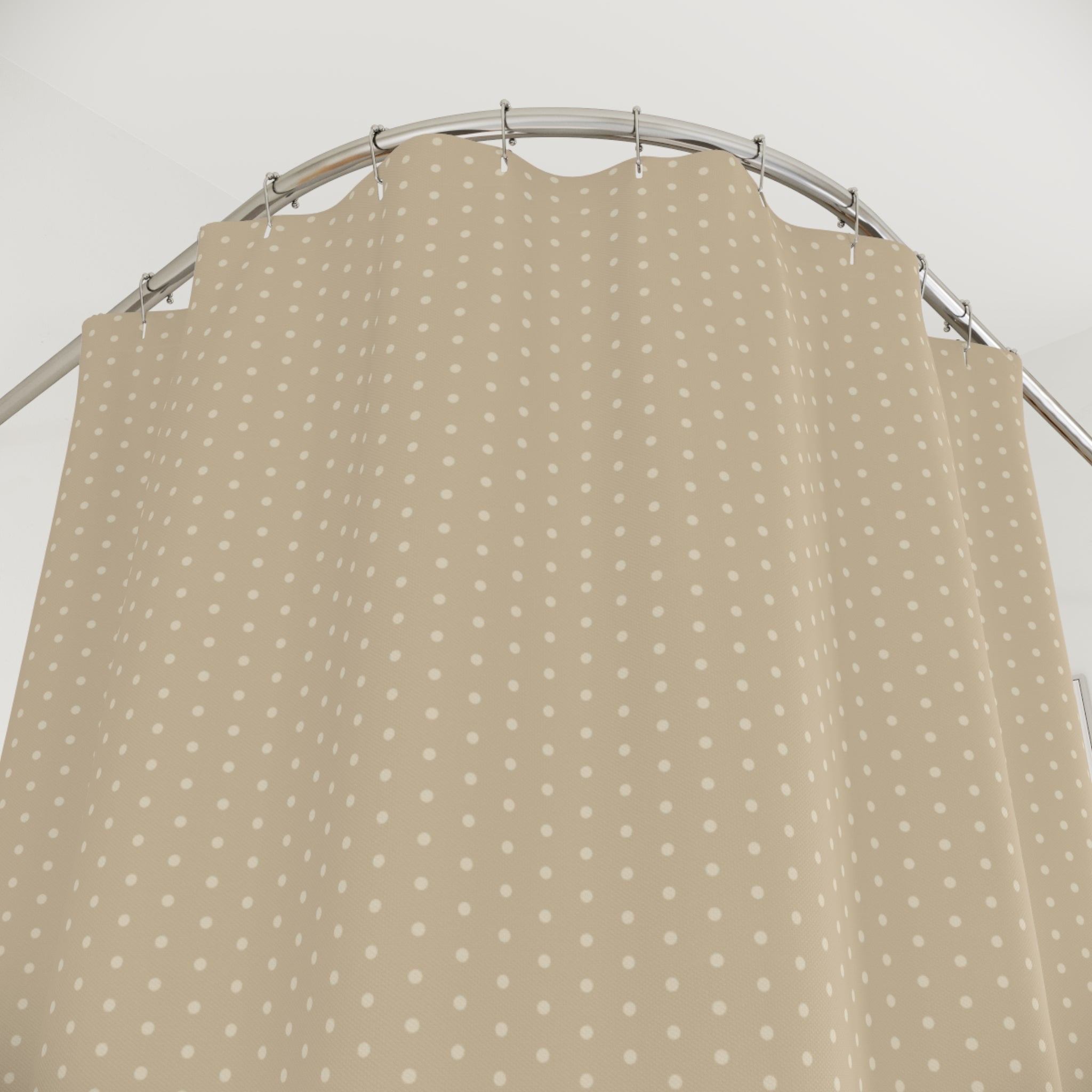 Cream and Beige Tonal Polka Dot Shower Curtain