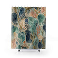 Ocean Pebble Shower Curtain, Teal Blue Coastal Bathroom Decor, Seaweed Abstract Bath Curtain, Guest Bathroom Decor, Beach Bath Decor