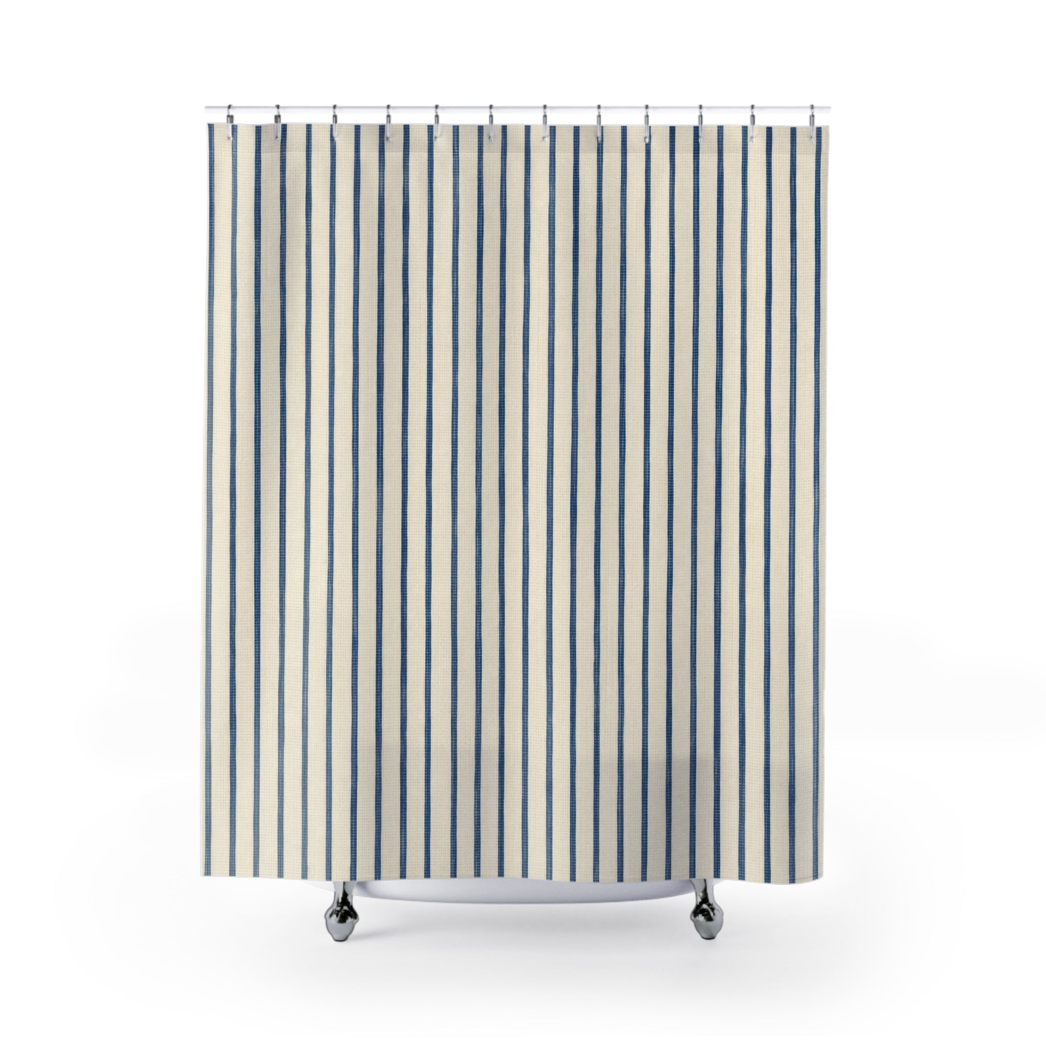 Navy Ticking Stripe Shower Curtain