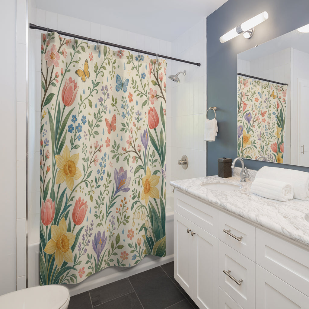 Spring Floral Botanical Shower Curtain