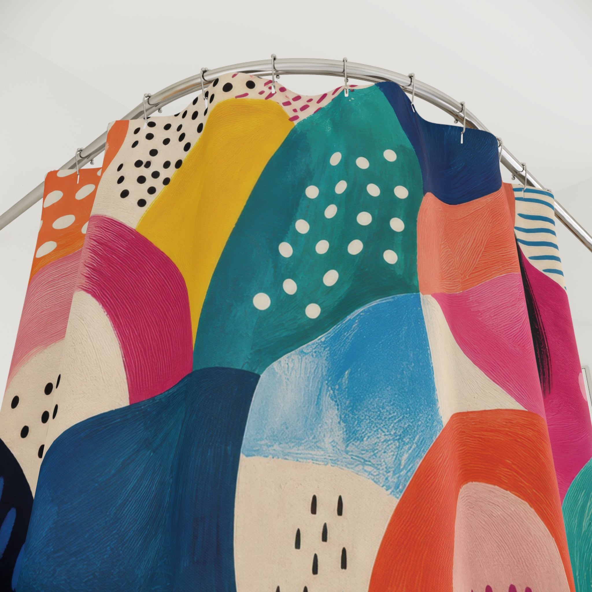 Colorful Shower Curtain: Retro Abstract Pattern
