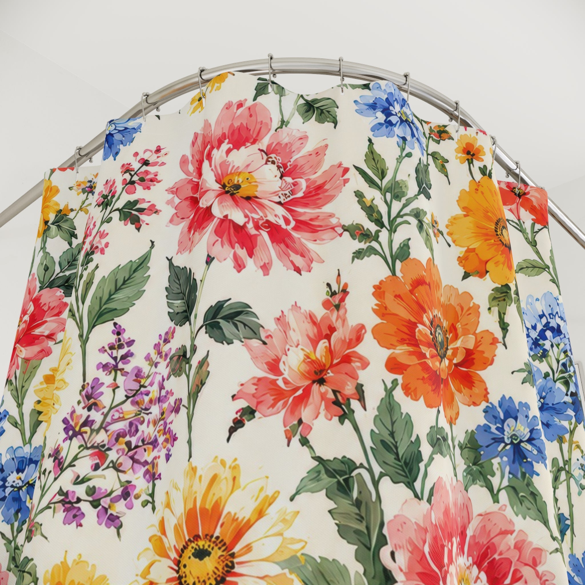 Bright Floral Shower Curtain: Colorful Flowers