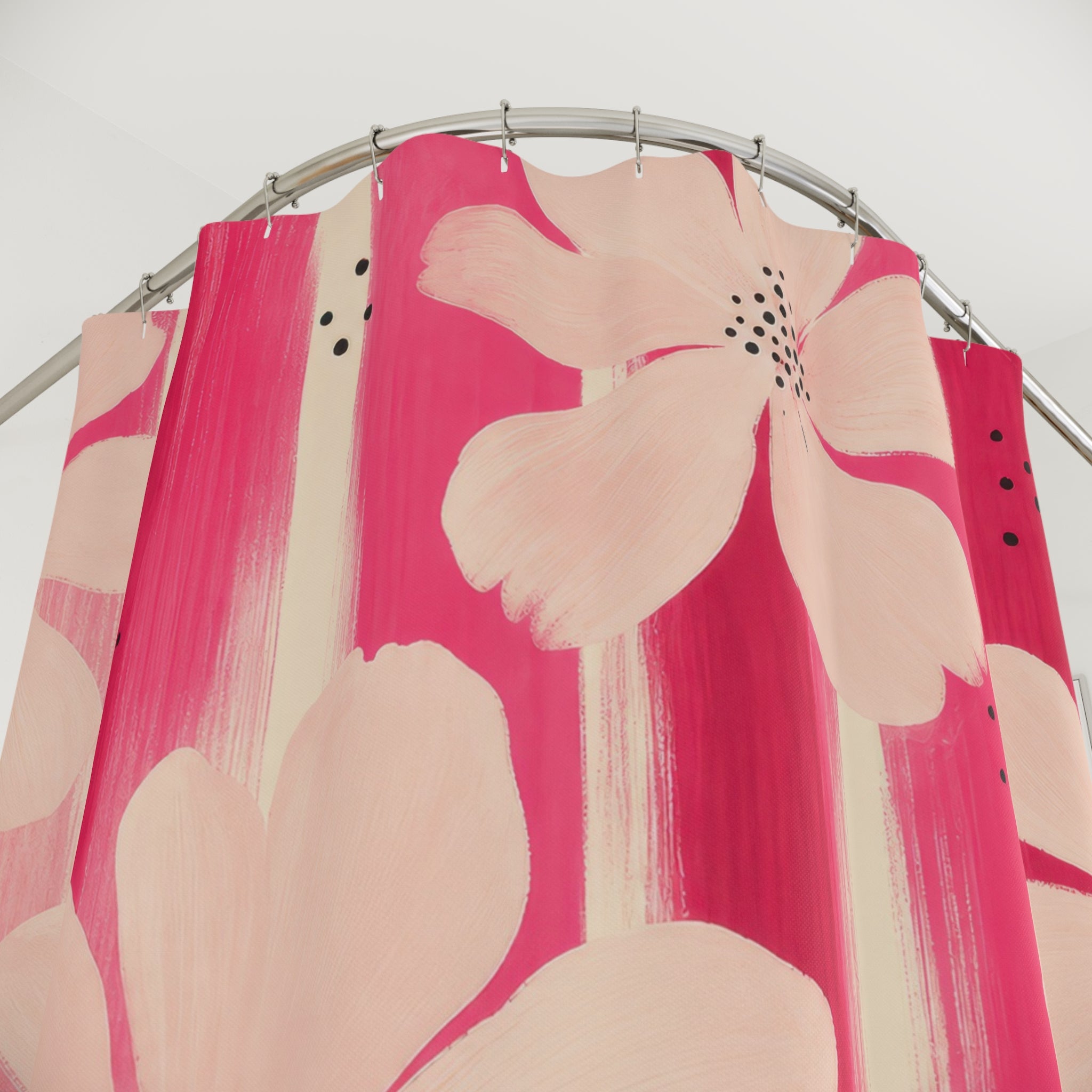 Hot Pink Floral Shower Curtain