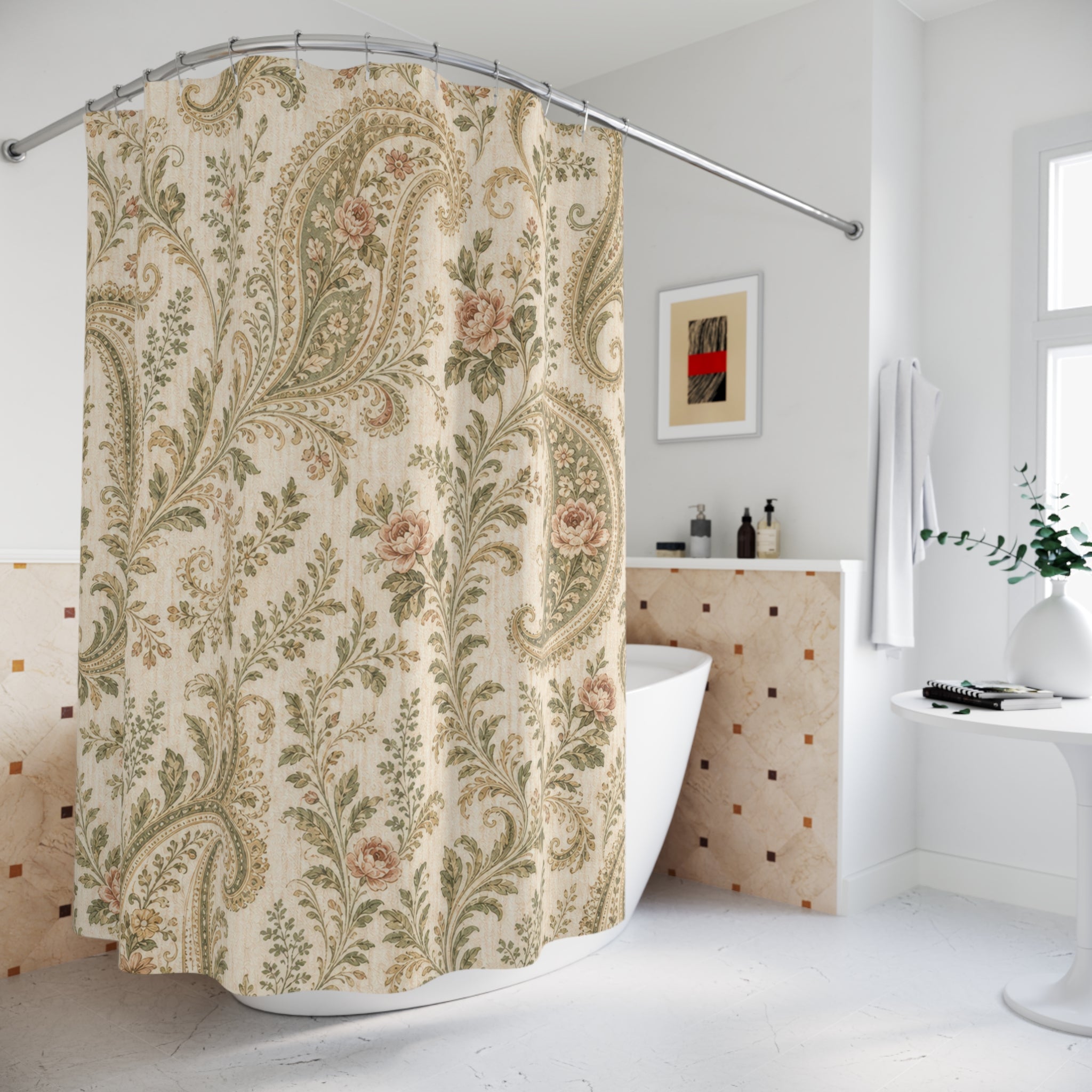 Green Paisley Shower Curtain