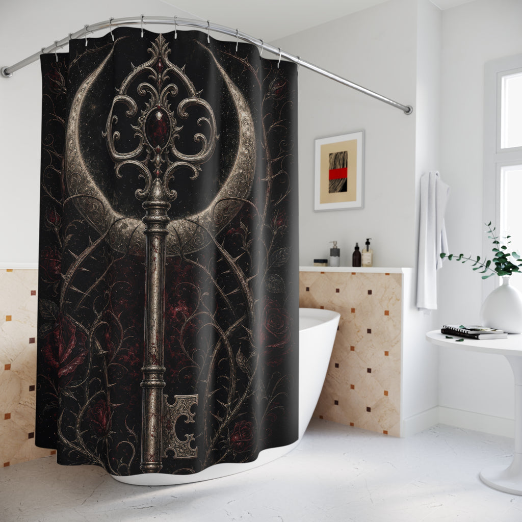 Gothic Key and Crescent Shower Curtain