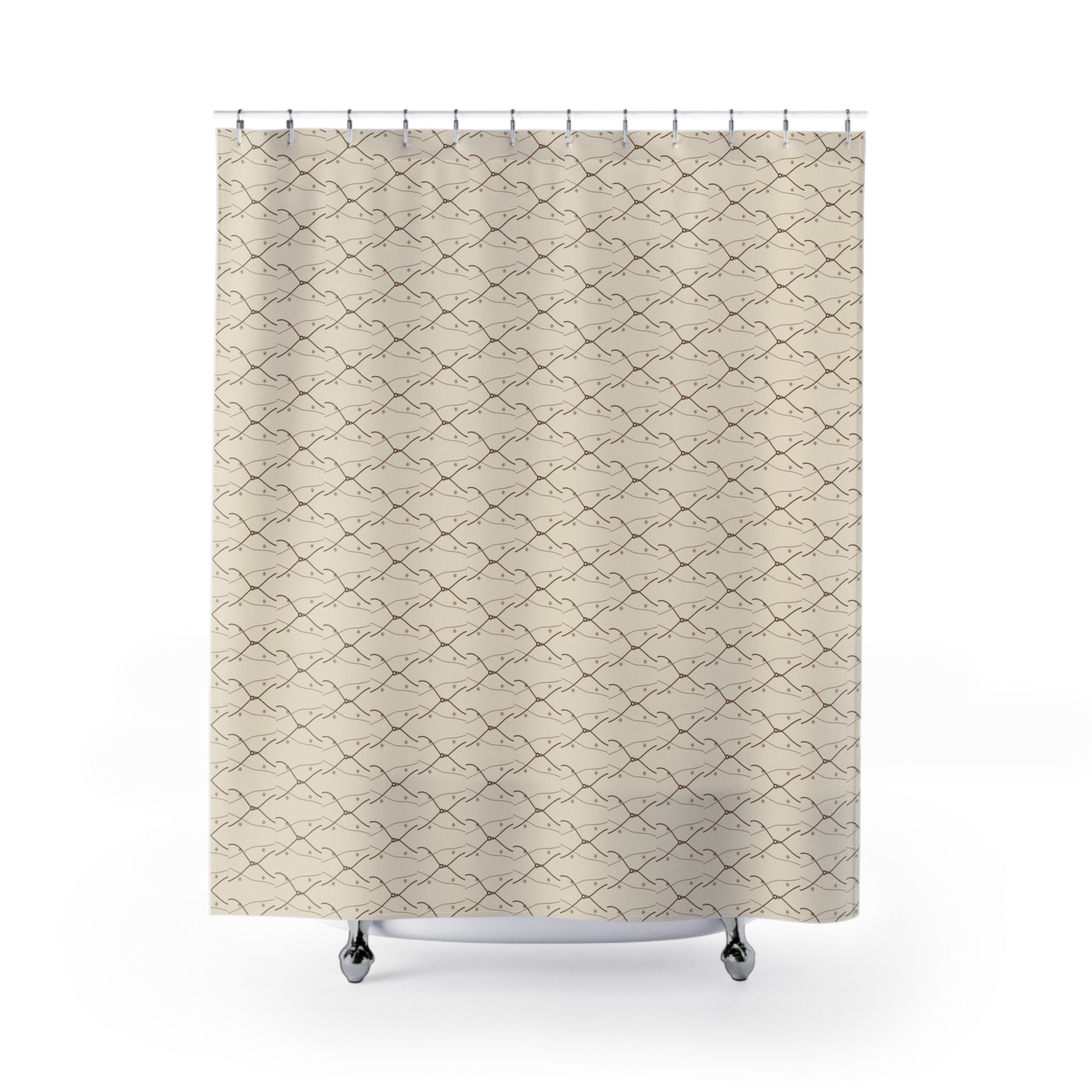Art Nouveau Whiplash Shower Curtain – Sepia & Cream