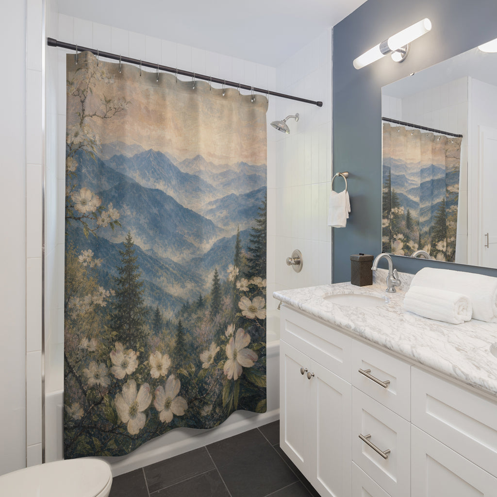 Fresco Dogwood Blue Mountains Shower Curtain