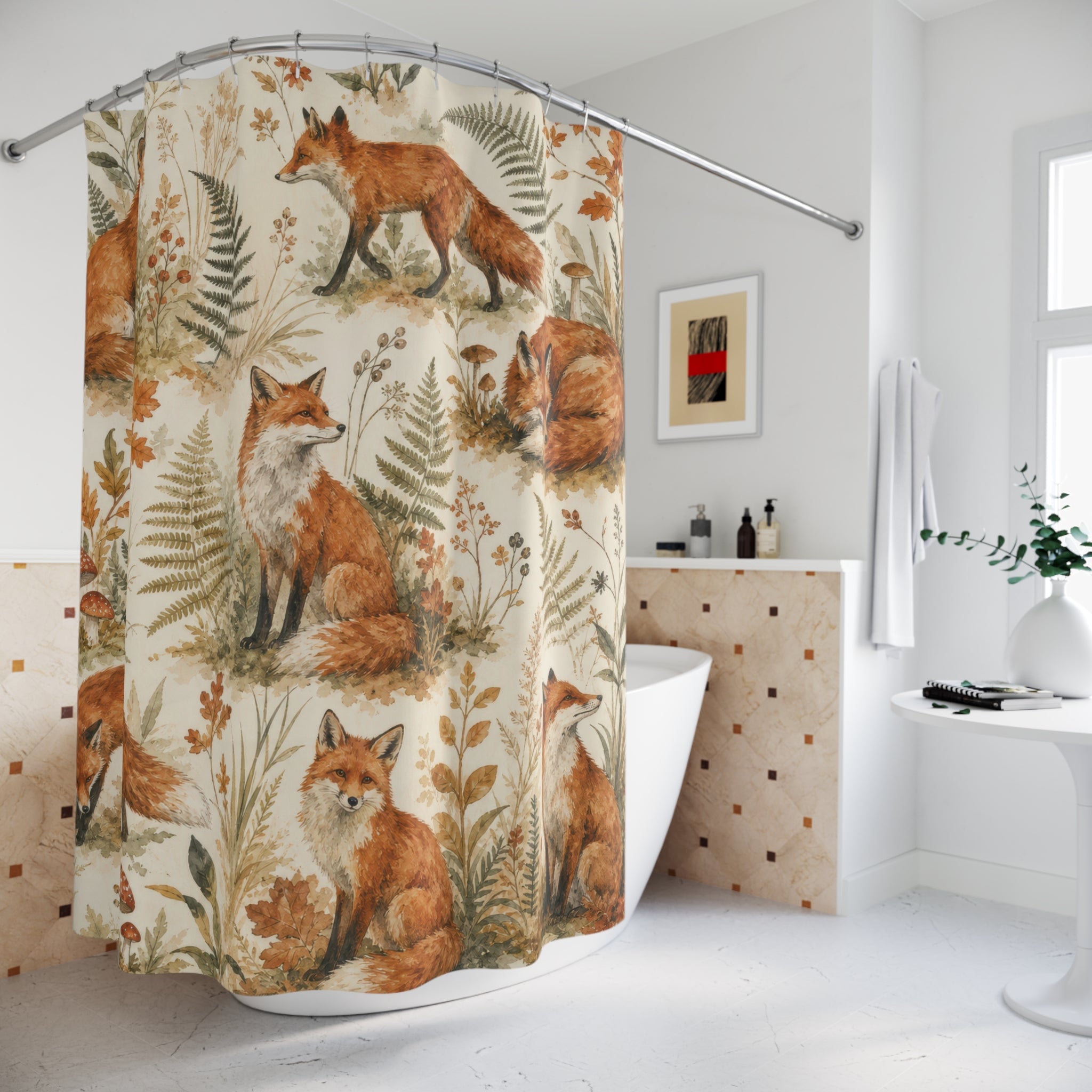 Painterly Fox Shower Curtain