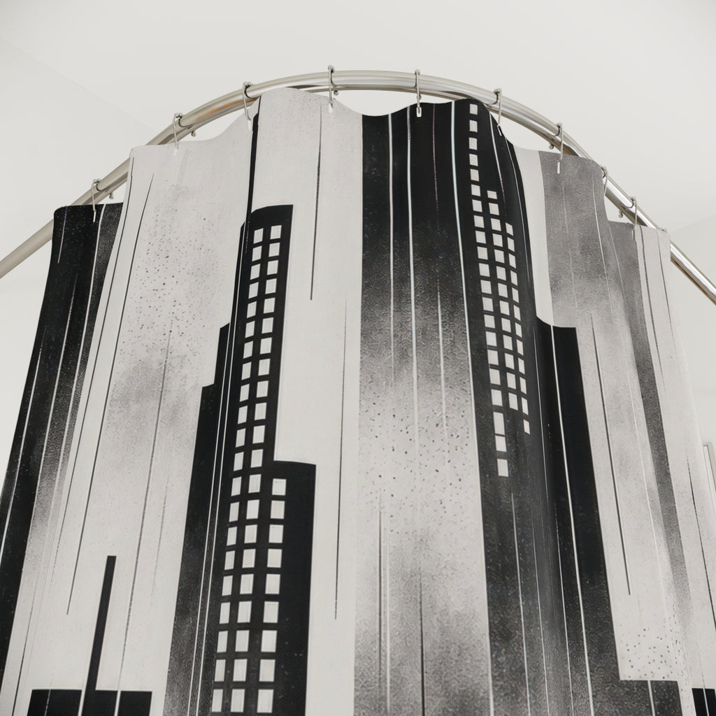 Black White Skyline Shower Curtain