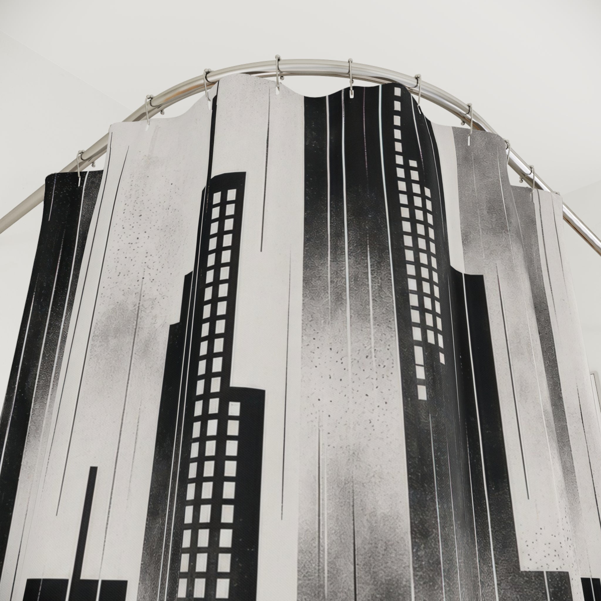 Black White Skyline Shower Curtain