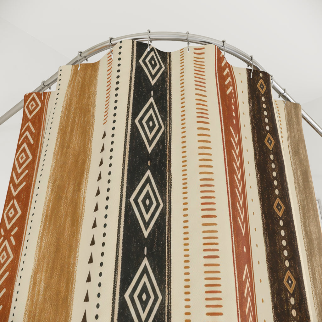 Black Rust Moon Diamond Stripe Shower Curtain