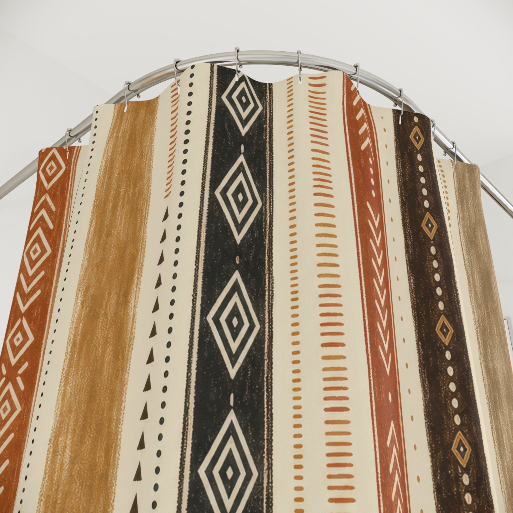 Black Rust Moon Diamond Stripe Shower Curtain
