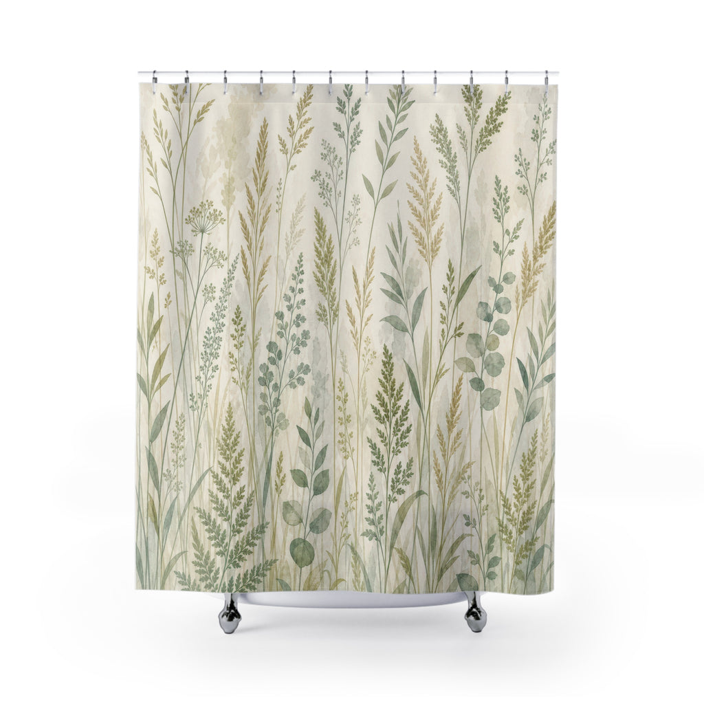 Wild Grass Meadow Print Shower Curtain