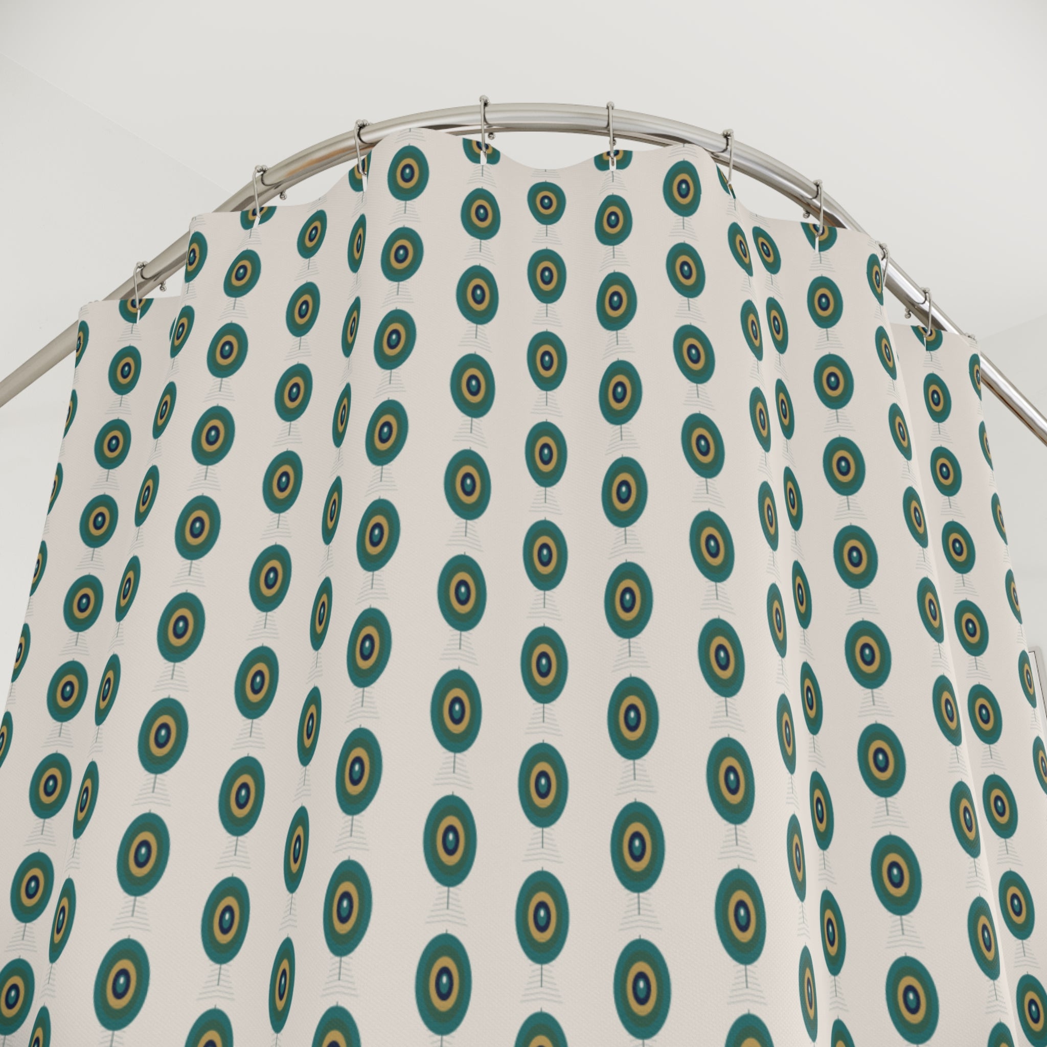 Art Nouveau Peacock Shower Curtain – Teal & Gold