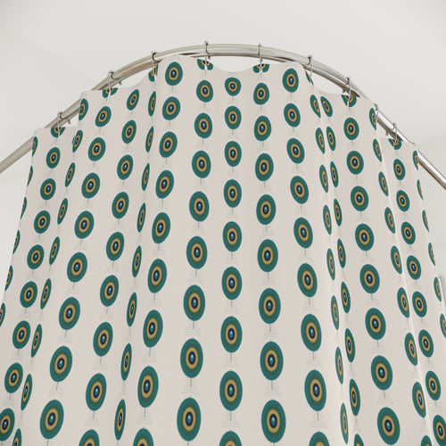 Art Nouveau Peacock Shower Curtain – Teal & Gold