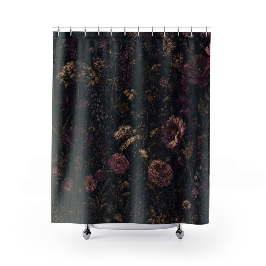 Dark Wildflower Shower Curtain