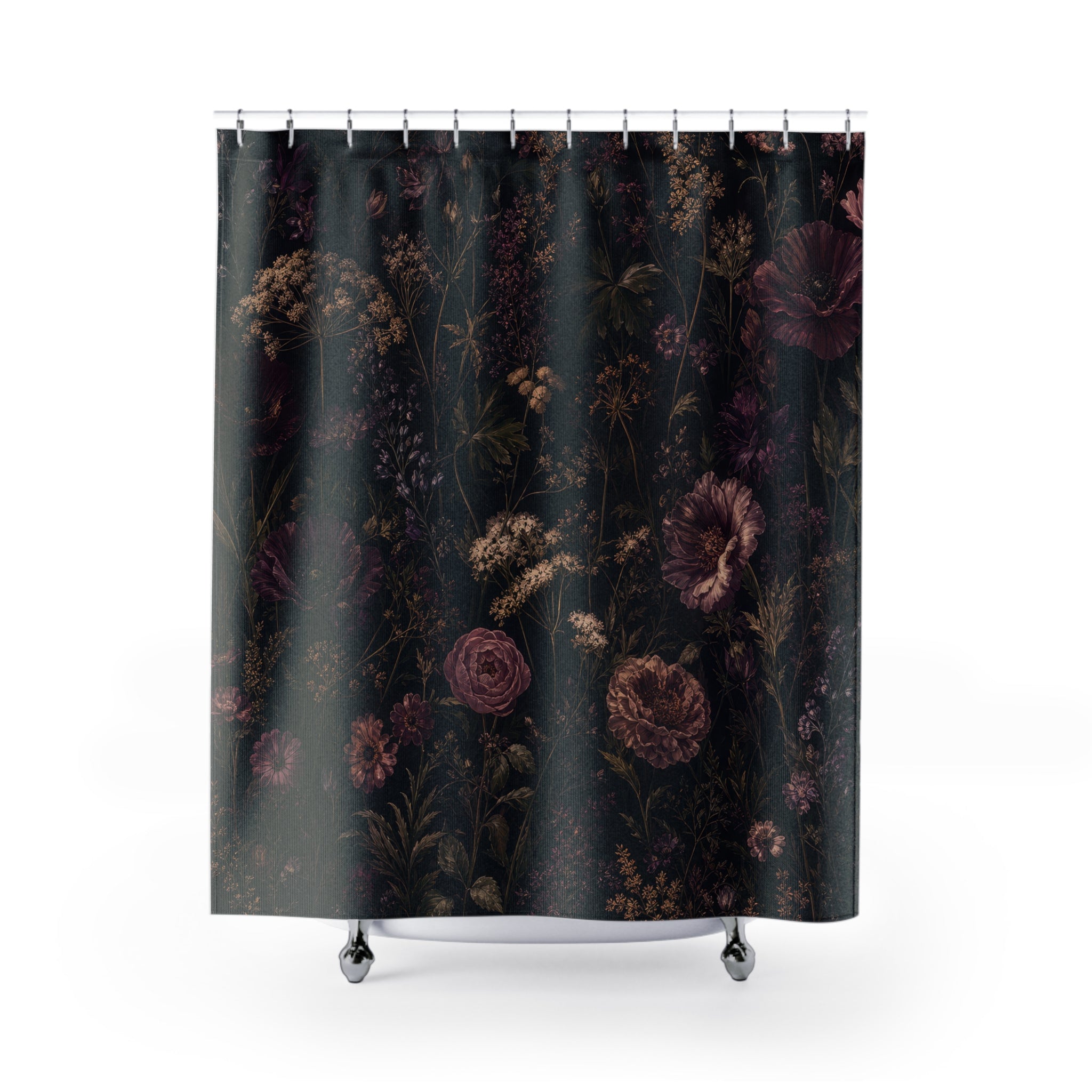 Dark Wildflower Shower Curtain