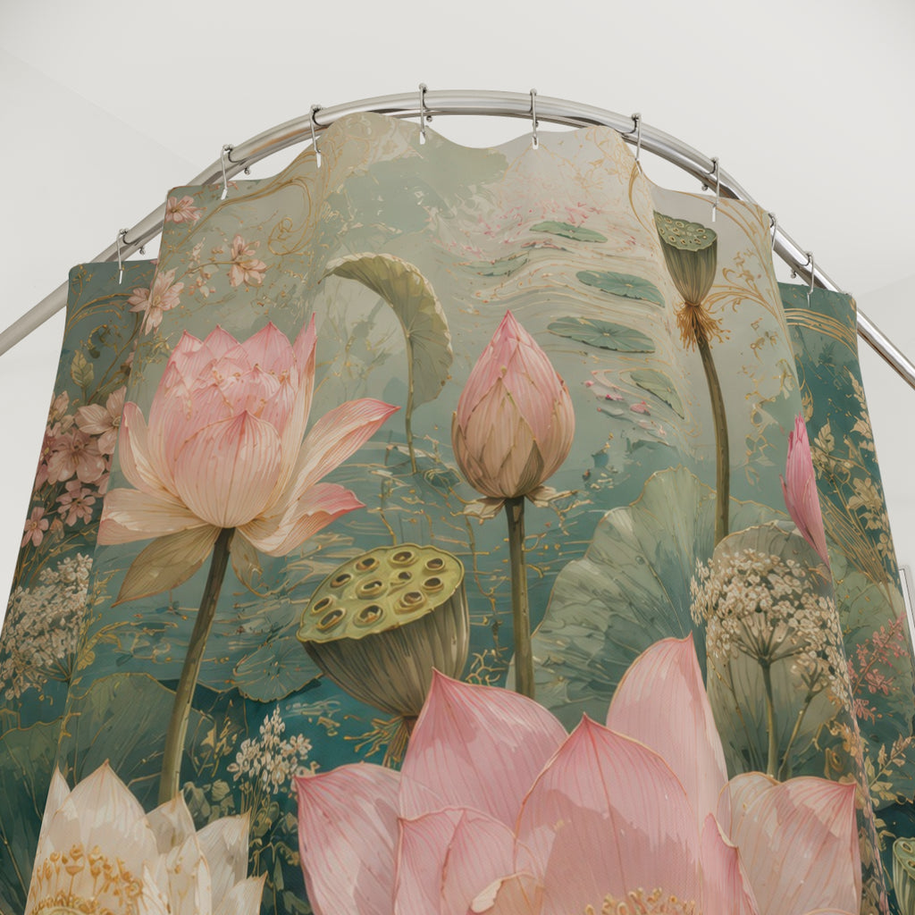 Lotus Flower Pond Shower Curtain