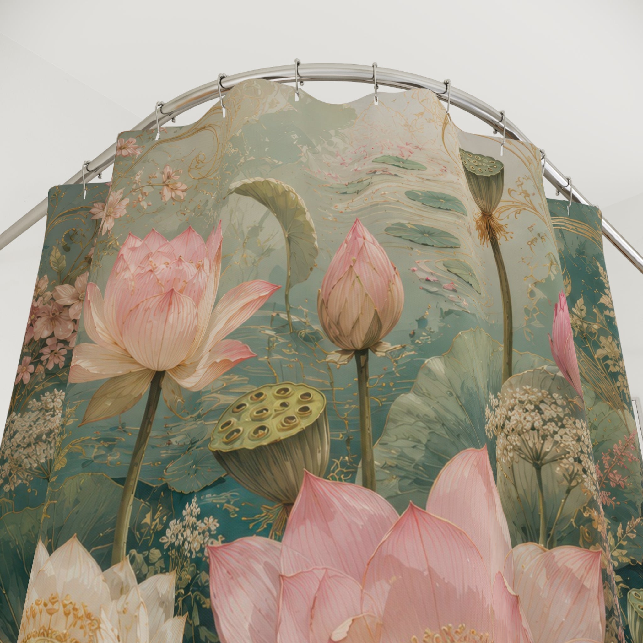 Lotus Flower Pond Shower Curtain