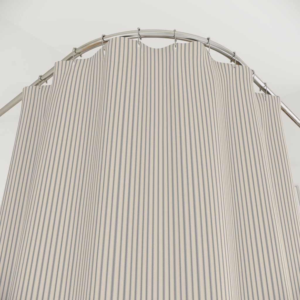 Blue Ticking Stripe Shower Curtain – Hatched Navy