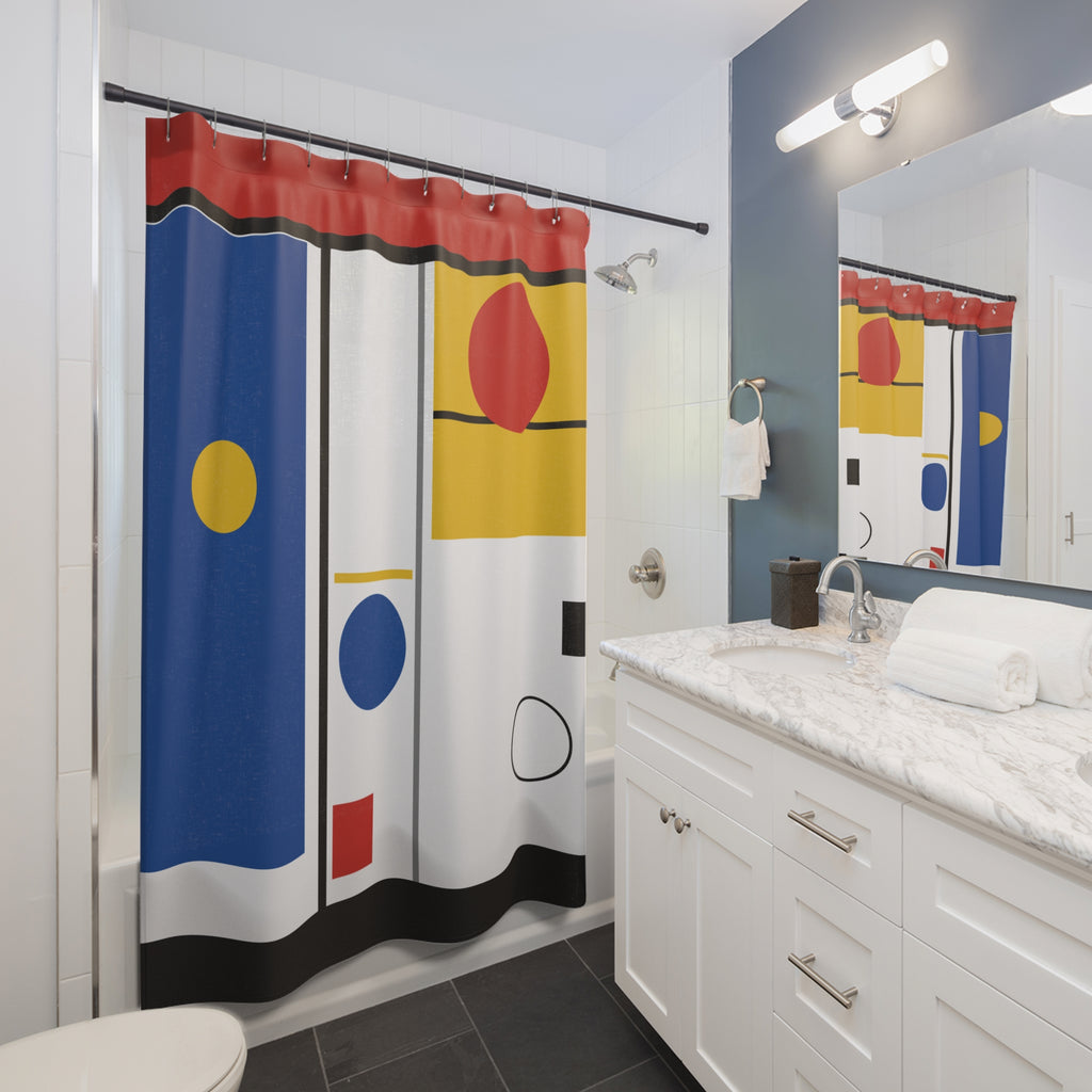 Bauhaus Color Block Shower Curtain