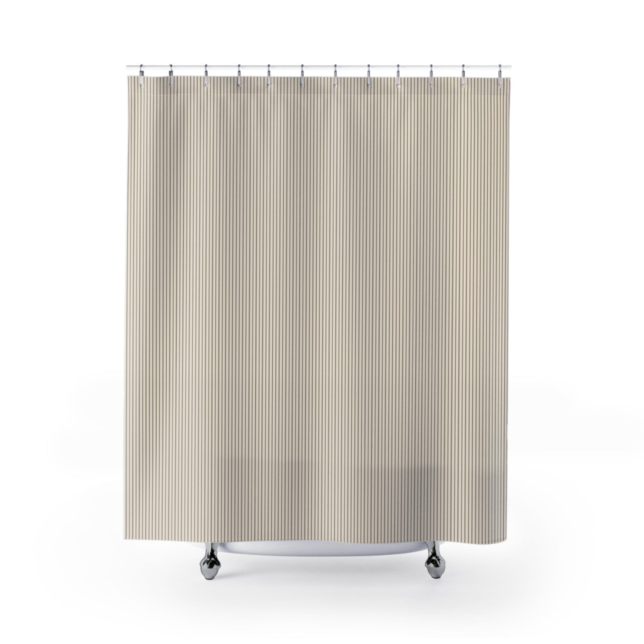 Black Ticking Stripe Shower Curtain – Cream and Black