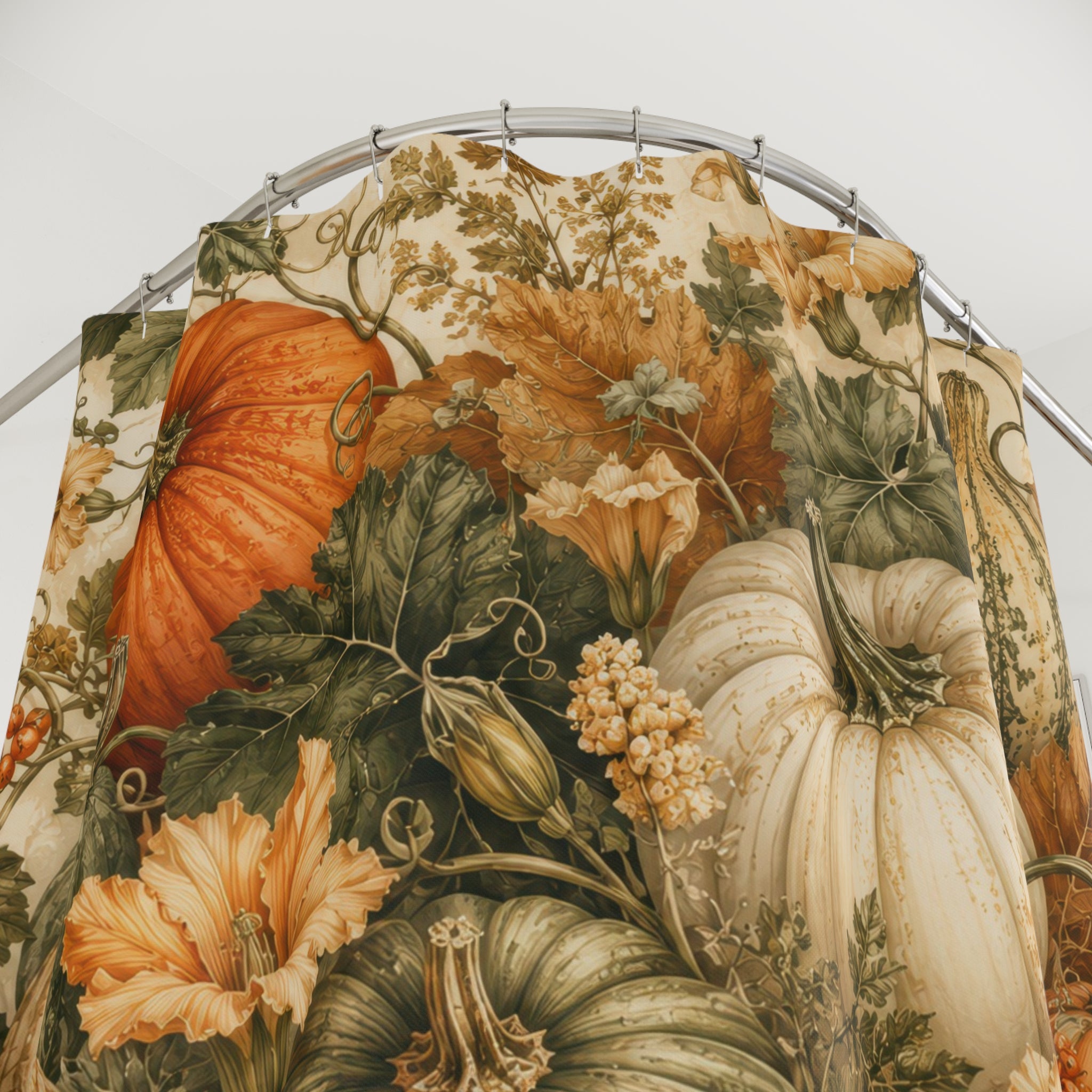 Pumpkin Harvest Botanical Shower Curtain