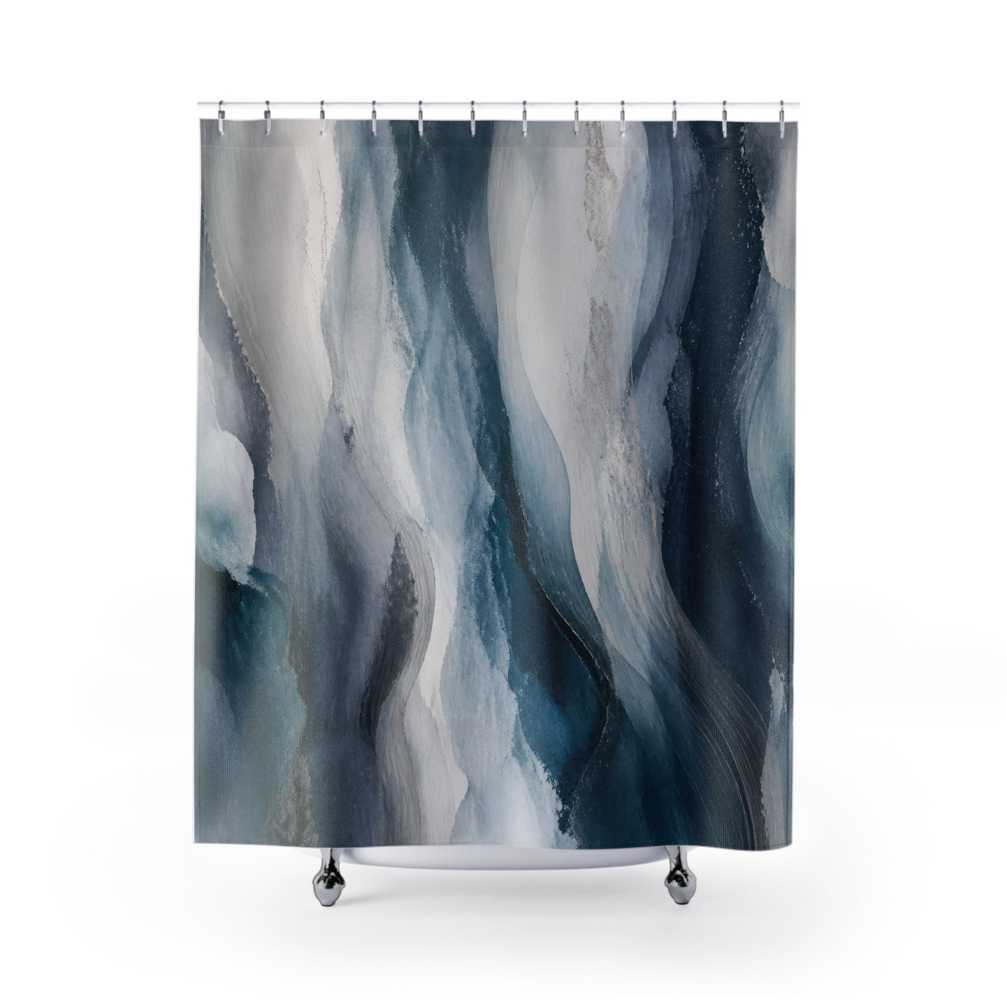Blue Gray Abstract Shower Curtain