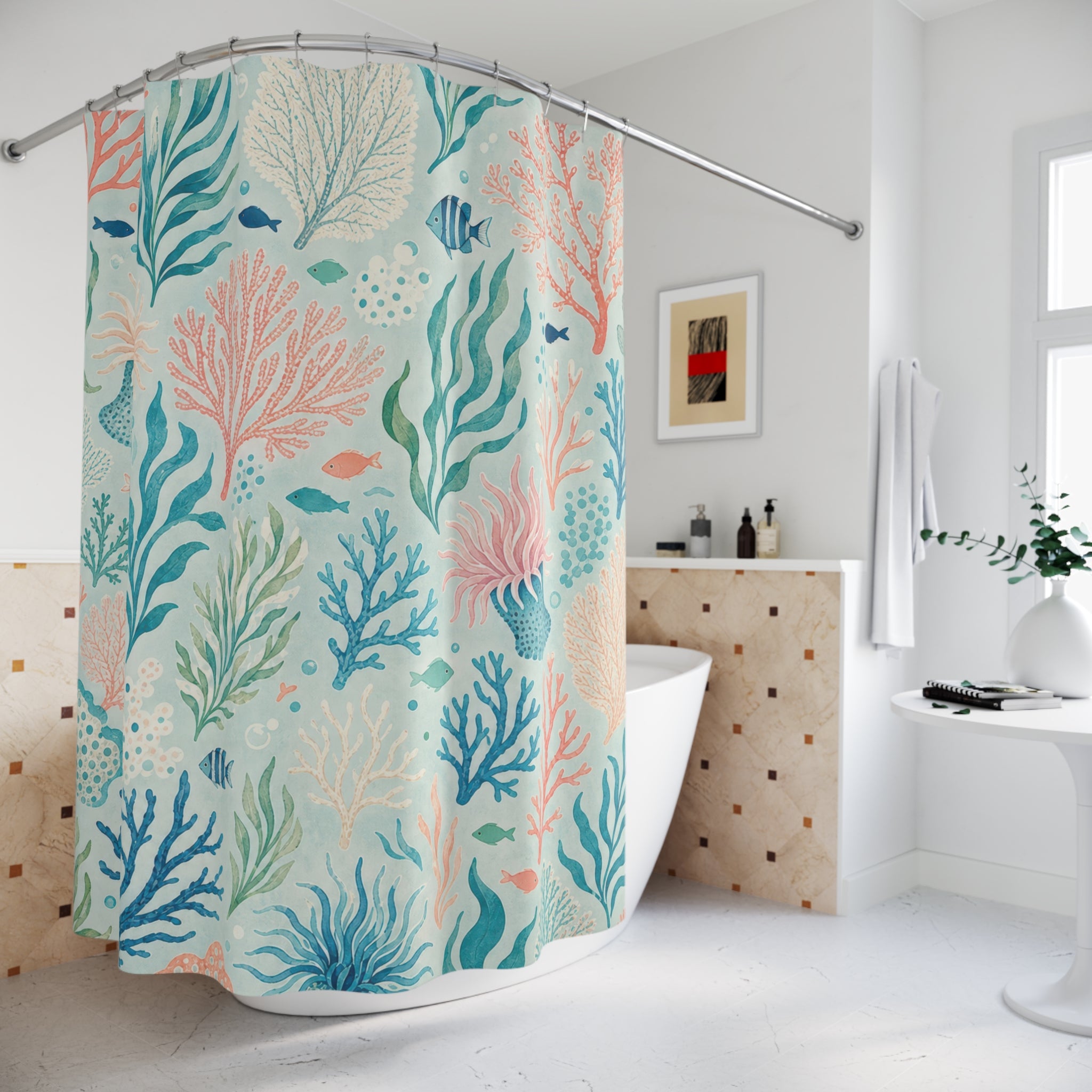 Aqua Coral Reef Shower Curtain