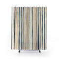 Terracotta Navy Brown Vertical Stripe Shower Curtain