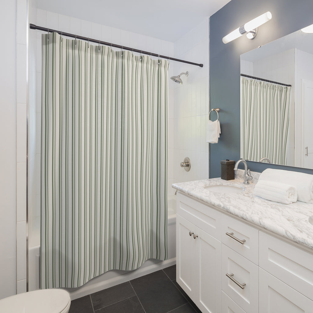 Olive Subtle Stripe Shower Curtain
