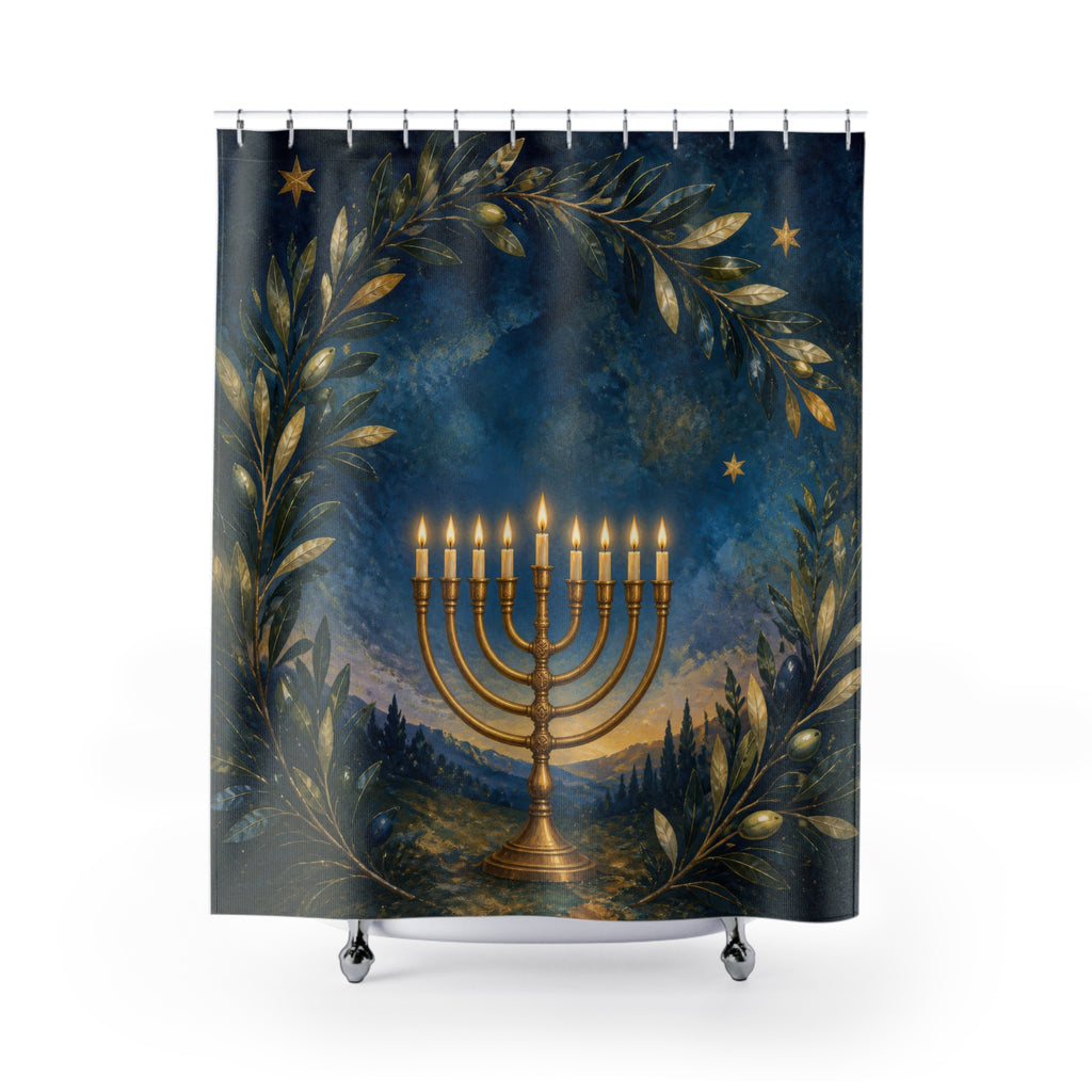 Luminous Hanukkah Garden Shower Curtain