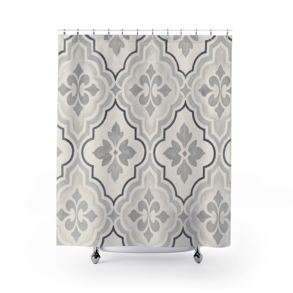Warm Grey Tile Shower Curtain
