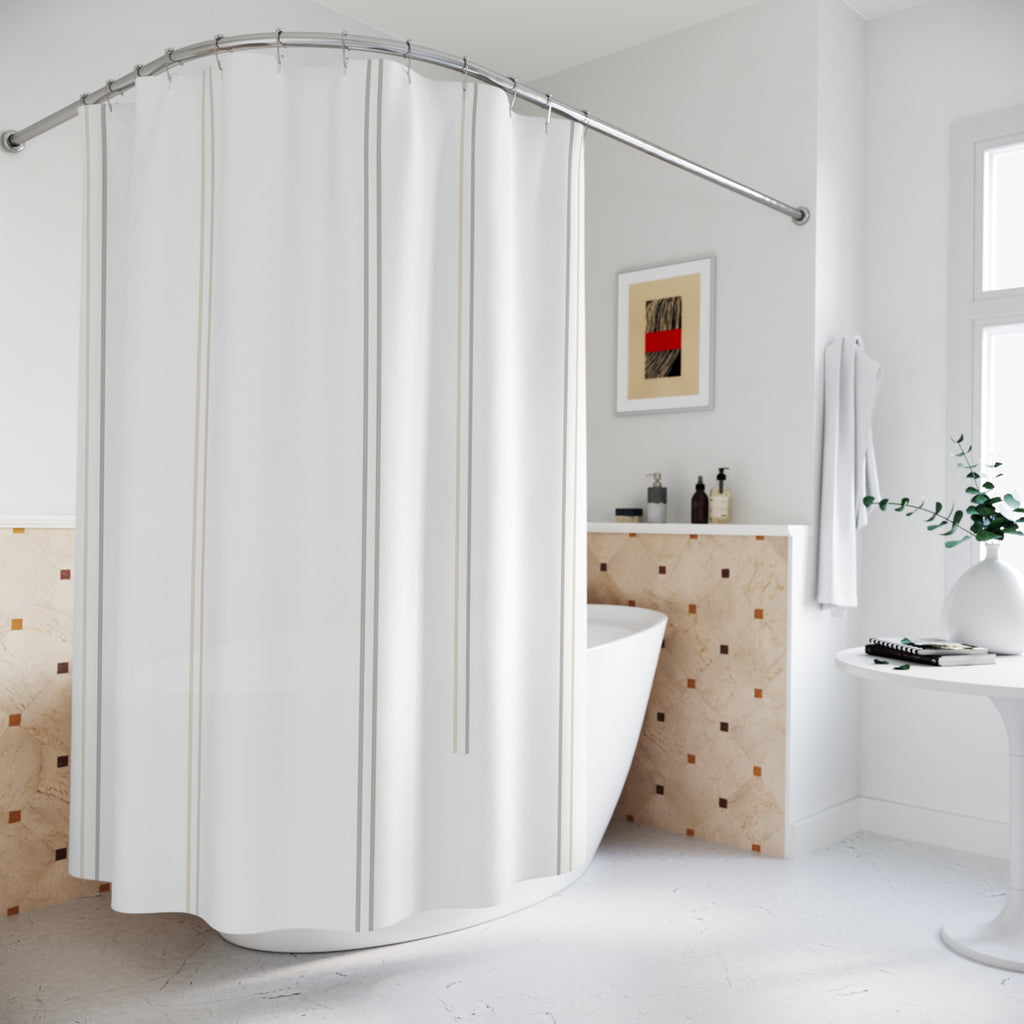 Sparse Gray Beige Vertical Line Shower Curtain