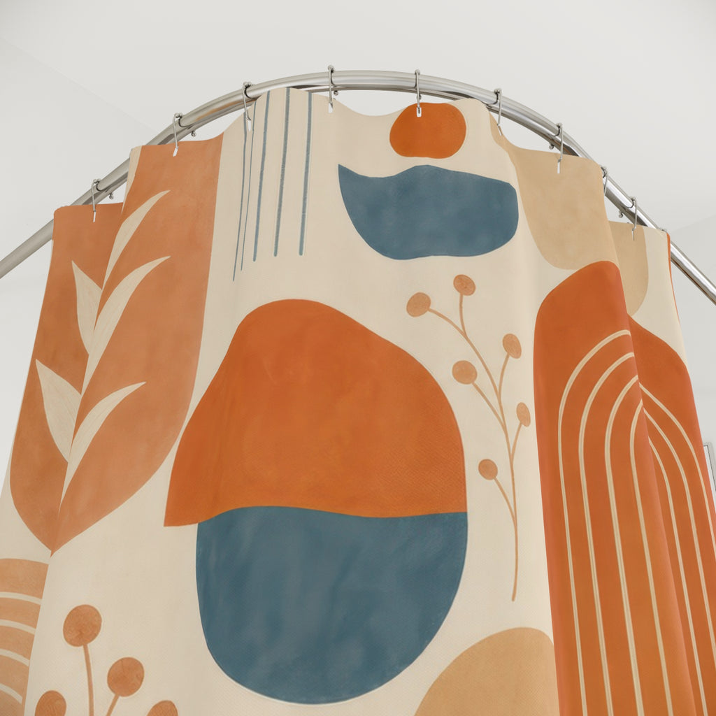 Mid Century Orange Shower Curtain