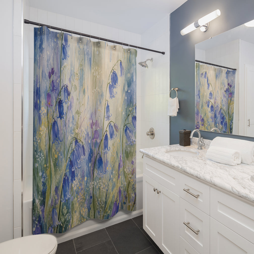 Bluebell Rain Symphony Shower Curtain