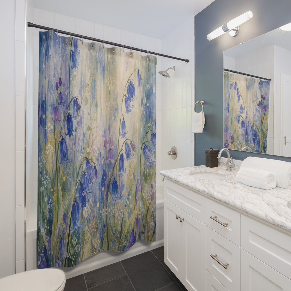 Bluebell Rain Symphony Shower Curtain