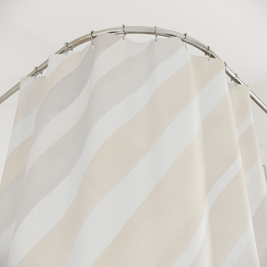 Diagonal Cream Beige Watercolor Stripe Shower Curtain