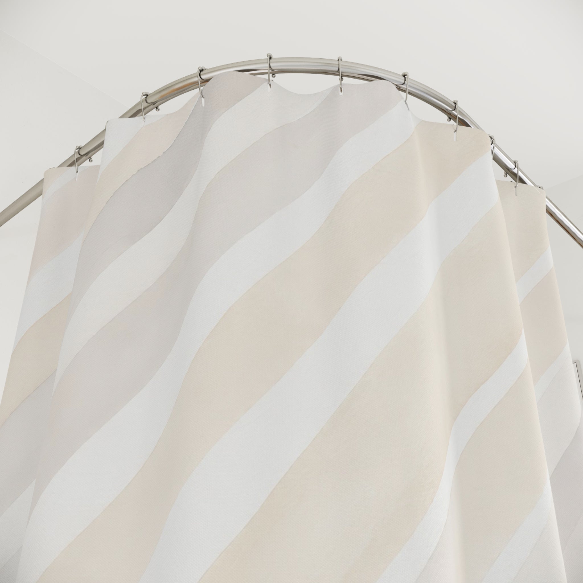Diagonal Cream Beige Watercolor Stripe Shower Curtain
