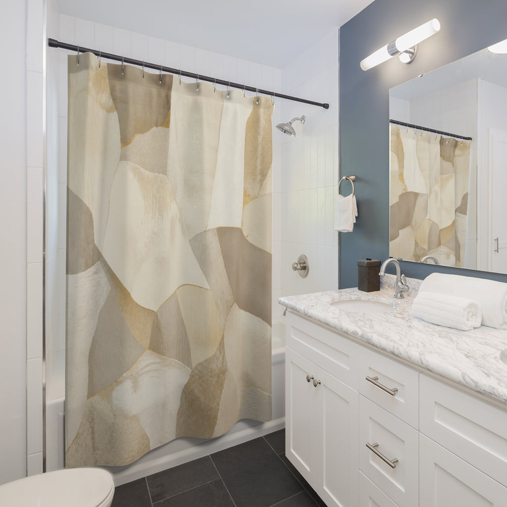 Neutral Abstract Collage Shower Curtain